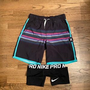Hurley swim trunks and Nike liner size M
